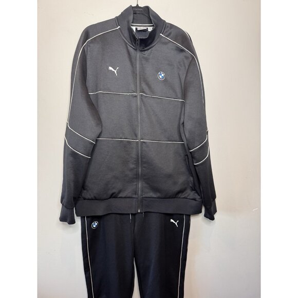 PUMA BMW MOTORSPORTS MEN TRACKSUIT BLACK SWEATPANTS JACKET WHITE TRIM 2XL - Picture 1 of 13